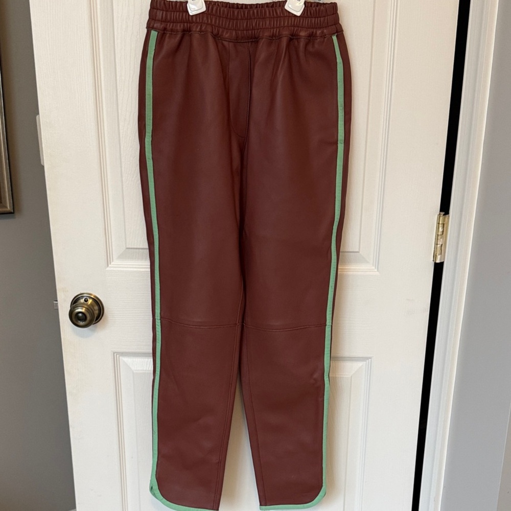 Leather Phillip Lim Joggers with Neon Trim